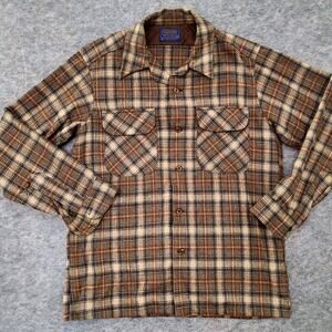 Vintage Pendleton Virgin Wool Flannel Shirt Mens Medium Made In USA DISTRESSED
